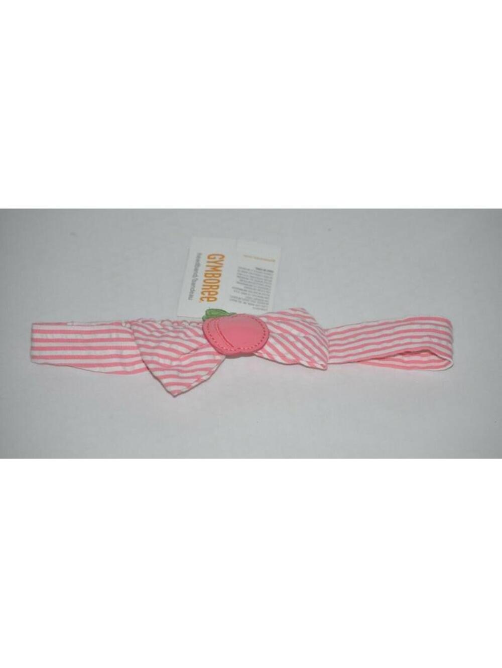 Girl's Headband Preppy Peach Gymboree Bow Stretchy Pink White Striped 2013